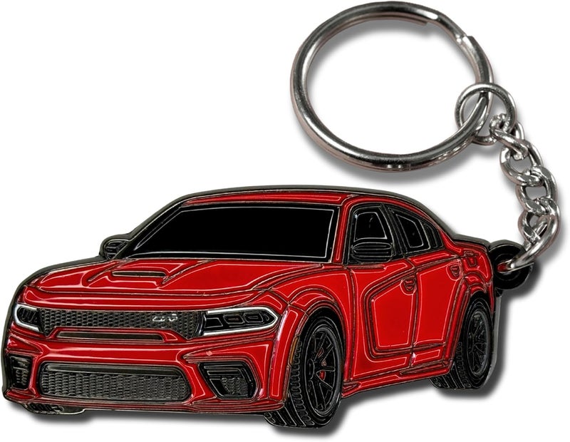 FOUR WHEEL BEAST مفتاح سيارة دودج تشارجر - مرخص رسميًا - ملحقات سيارة سرت المعدنية - سلسلة مفاتيح سيارة رائعة هدية للرجال - Image 1